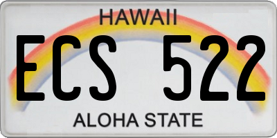 HI license plate ECS522