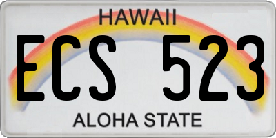 HI license plate ECS523