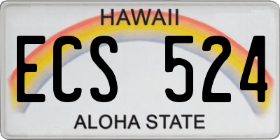 HI license plate ECS524
