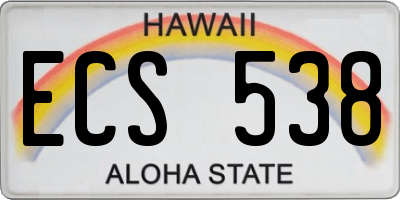 HI license plate ECS538