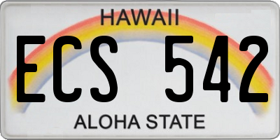 HI license plate ECS542