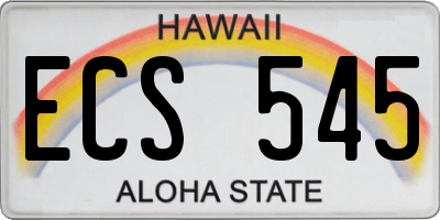 HI license plate ECS545