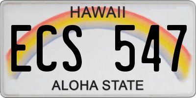 HI license plate ECS547