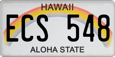 HI license plate ECS548