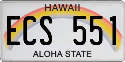 HI license plate ECS551
