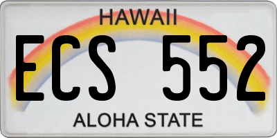 HI license plate ECS552