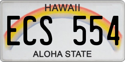 HI license plate ECS554