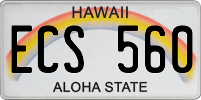 HI license plate ECS560