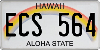 HI license plate ECS564