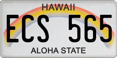 HI license plate ECS565