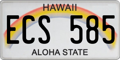HI license plate ECS585
