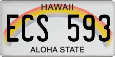 HI license plate ECS593