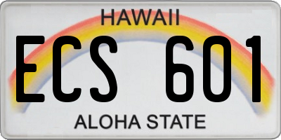 HI license plate ECS601