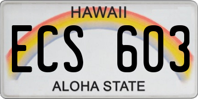 HI license plate ECS603