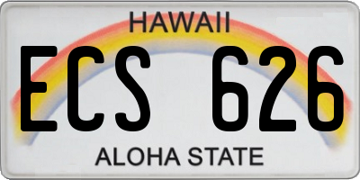 HI license plate ECS626