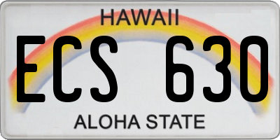 HI license plate ECS630