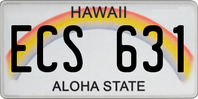 HI license plate ECS631