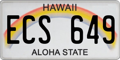 HI license plate ECS649