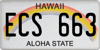 HI license plate ECS663