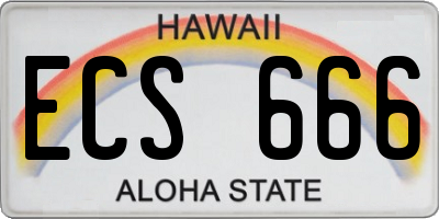 HI license plate ECS666