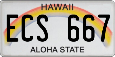HI license plate ECS667