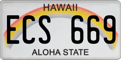 HI license plate ECS669