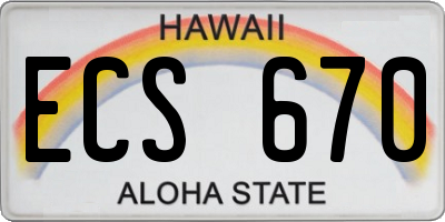 HI license plate ECS670