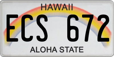 HI license plate ECS672