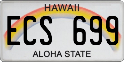 HI license plate ECS699