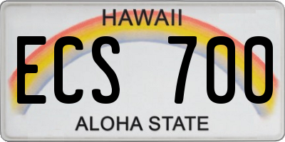 HI license plate ECS700