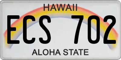 HI license plate ECS702