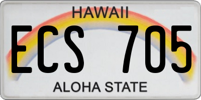 HI license plate ECS705