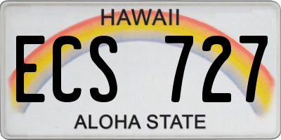 HI license plate ECS727