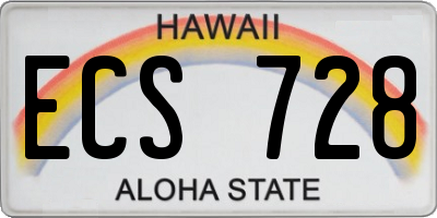 HI license plate ECS728