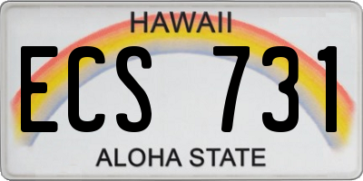HI license plate ECS731
