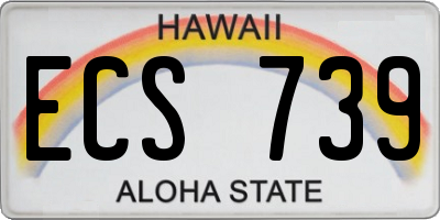 HI license plate ECS739