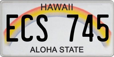 HI license plate ECS745