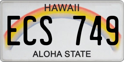 HI license plate ECS749