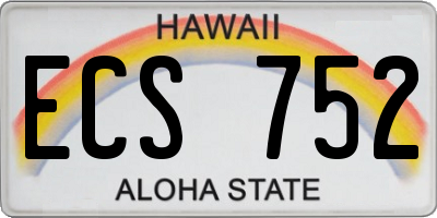 HI license plate ECS752