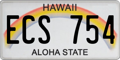 HI license plate ECS754