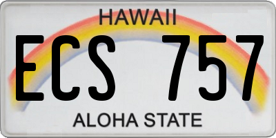 HI license plate ECS757