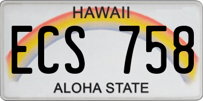 HI license plate ECS758