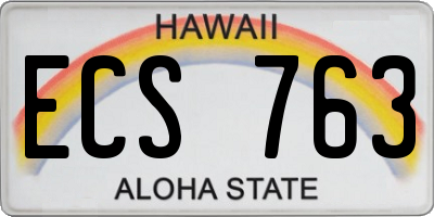HI license plate ECS763