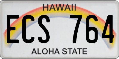 HI license plate ECS764