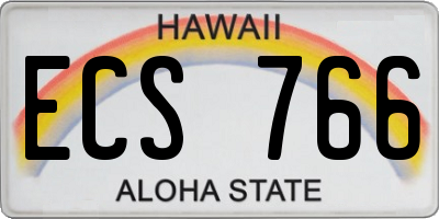 HI license plate ECS766