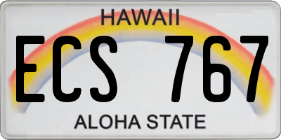 HI license plate ECS767