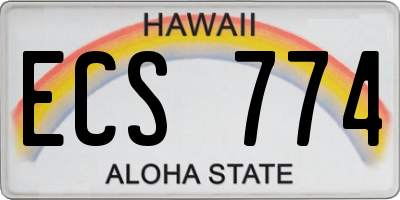 HI license plate ECS774