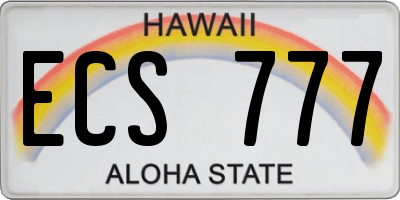 HI license plate ECS777