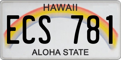 HI license plate ECS781