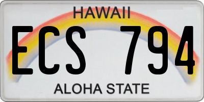 HI license plate ECS794